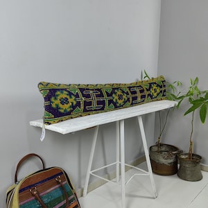 Extra long Bolster Pillow Cover, Turkish Kilim Pillow, Extra Long Lumbar Pillow, Brown Long Long Pillow For Bed,Throw pillow Cover
