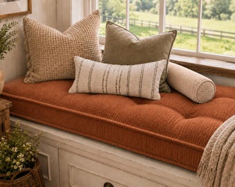 Custom Bench Cushion, Window Seat Cushion,  Corduroy Floor Indoor Cushion
