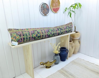 Almohada King Size de 8x48 pulgadas, almohada Kilim turca larga, adorno extralargo para cama