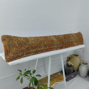 8x48 Kilim Lumbar Pillow | Extra Long Bolster Cover | Rustic Turkish Cushion for Bed, Sofa or Bench Decor