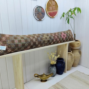Extra long lumbar pillow, kilim pillow, turkish throw pillow, embroidered pillow, lumbar pillow, bolster pillow, boho pillow, bed pillow !