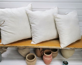 18x18 Pillow Insert with Zipper | White Cotton Cover | Bead Fiber Filled Cushion Insert | Square Pillow Form