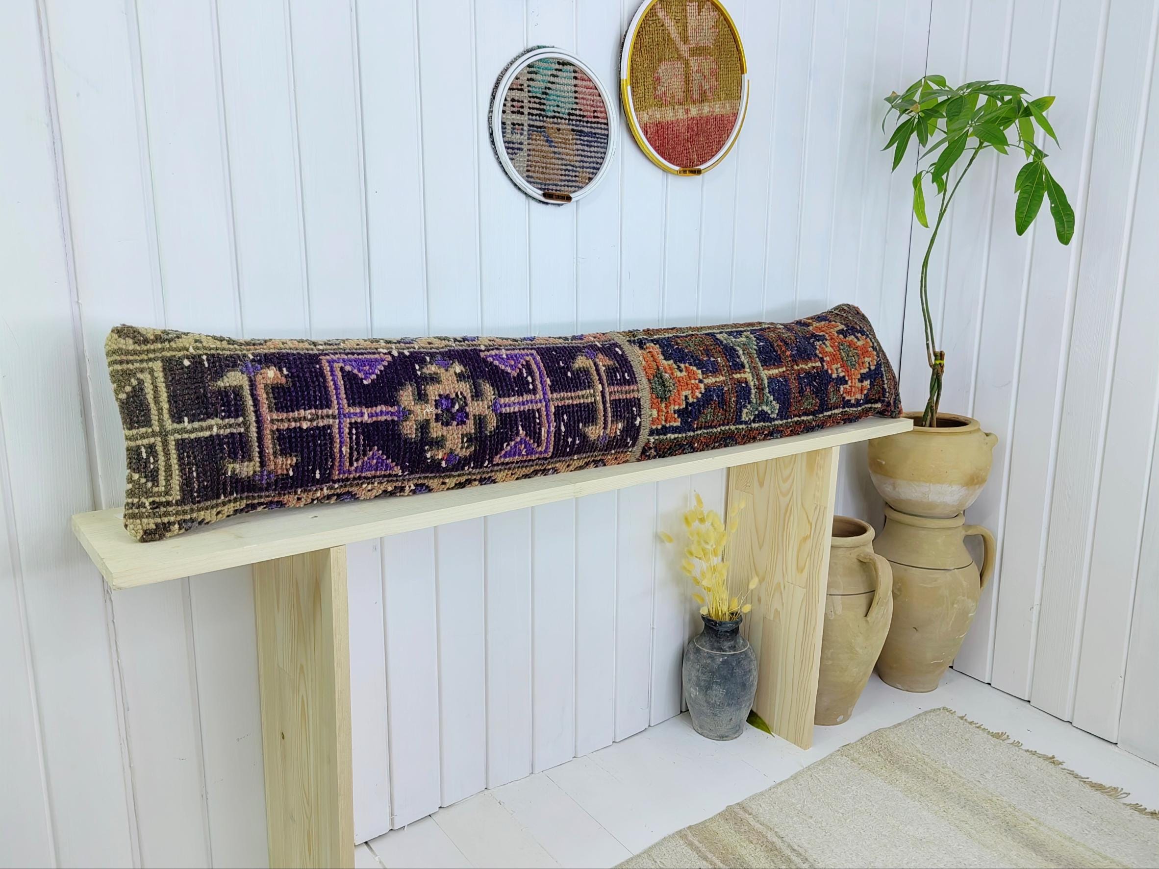 LONG BOLSTER PILLOW TURKISH RUG PILLOW LONG BED PILLOW LONG LUMBAR PILLOW DECOR - Picture 11 of 12