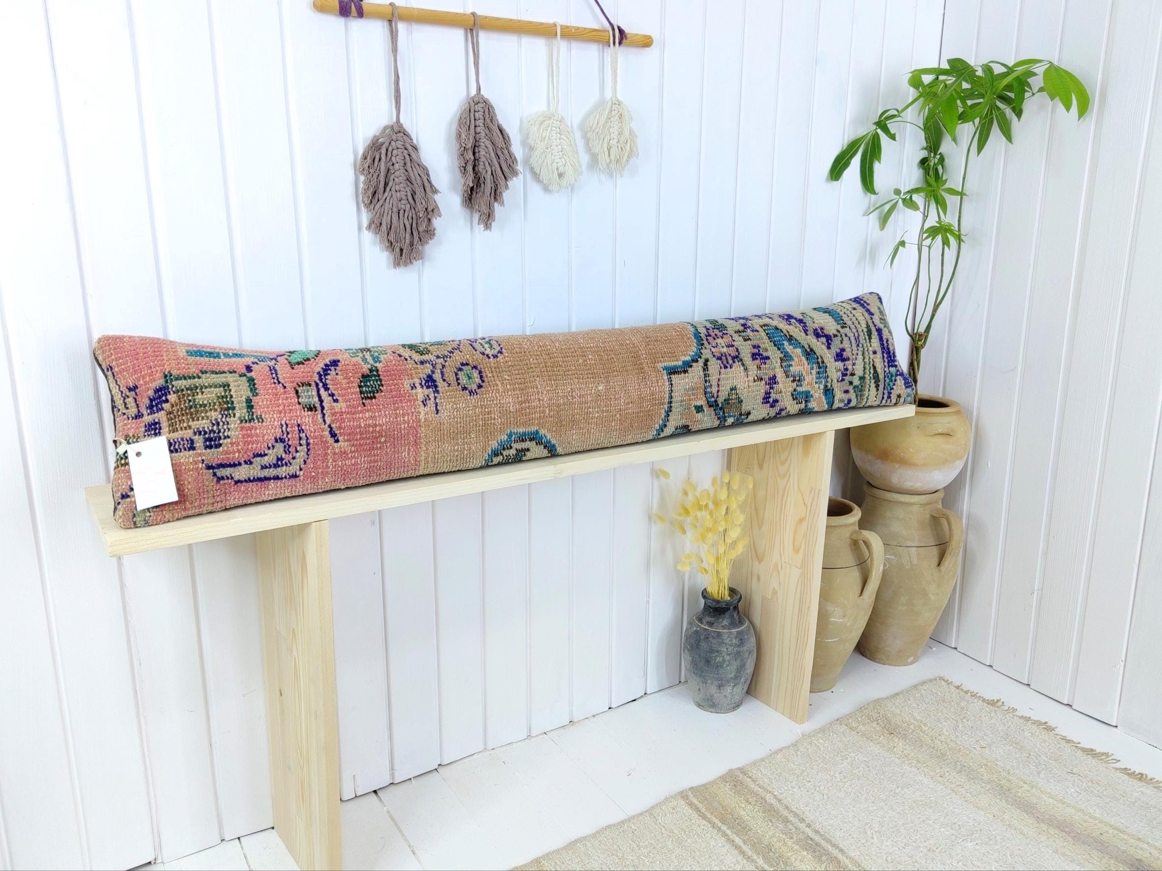 LONG BOLSTER PILLOW TURKISH RUG PILLOW LONG BED PILLOW LONG LUMBAR PILLOW DECOR - Picture 11 of 12