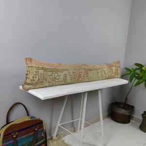 Extra Long Lumbar Pillow Cover, Boho Lumbar Pillow - Bolster pillow | Turkish Rug Pillow - 8x48 Pillow Cover | Neutral Throw Cushion