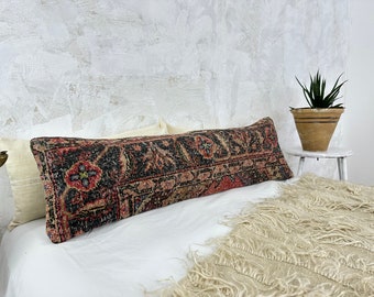 Turkish rug Lumbar pillow - bolster pillow - long lumbar pillow - every room Turkish kilim lumbar pillow - perfect gift -