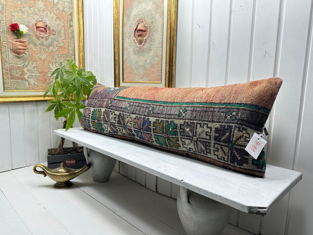 Long Pillow for Bed , Long Rug Pillow ,bohemian Pillow , Vintage