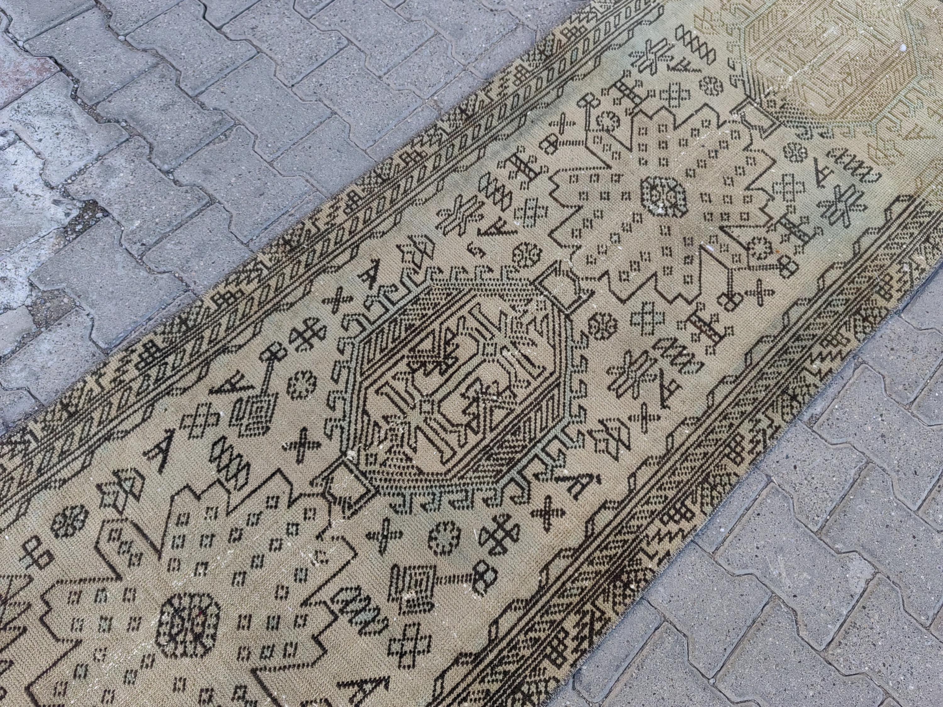 2.8x13 ft Vintage Turkish Runner Rug, Handmade Wool Kilim Runner, Boho Hallway Rug, Anatolian Rustic Decor, Large Runner Rug