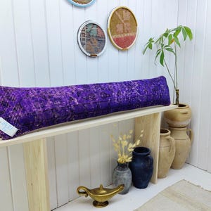 Extra long Bolster Pillow Cover, turkish rug Pillow Cover,  Long Lumbar Pillow, purple Long Pillow Cover