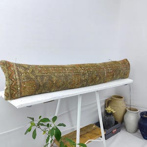 8x48 Extra Long Lumbar Pillow | Kilim Pillow Cover | Rustic Farmhouse Bolster | Turkish Cushion for Bed or Sofa