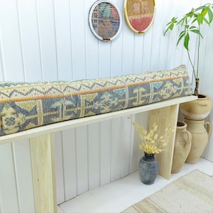 Funda de almohada extra larga, funda de almohada de alfombra turca, almohada lumbar extra larga, funda de almohada larga descolorida