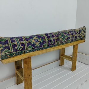 VINTAGE ETHNIC Turkish Kilim Lumbar Throw PILLOW, Bohemian Style Wool Couch Cushion Sofa Pillow Cover for Indoor Decoration