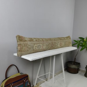 lumbar pillow, kilim pillow, turkish throw pillow, boho pillow, bench cushion, embroidered pillow, long lumbar pillow