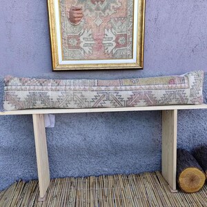 Long Lumbar Kilim Pillow, Turkish Throw Pillow, Wool Ethnic Cushion, Moroccan Lumbar Pillow Cover, Handmade Rug Pillow 8x48