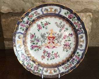 An Antique Chinese Export Style Armorial Plate By Samson Of Paris