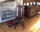 A Late 17th Early 18th Century Antique Oak Joined Backstool Chair With Carved Leaf Detail