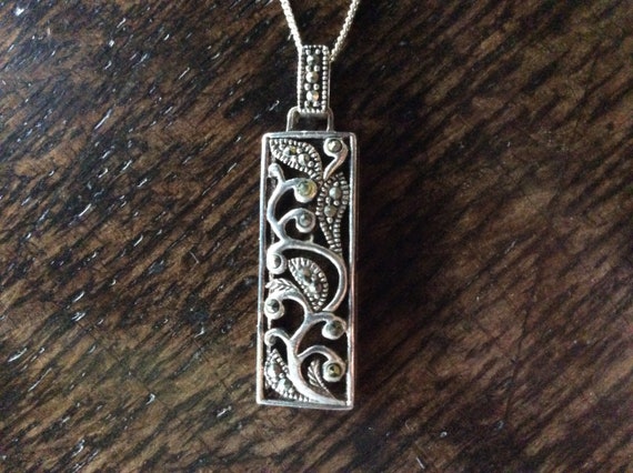 Rectangular openwork sterling silver and marcasit… - image 3