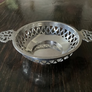 Antique Edwardian hallmarked silver Quaich style bonbon dish