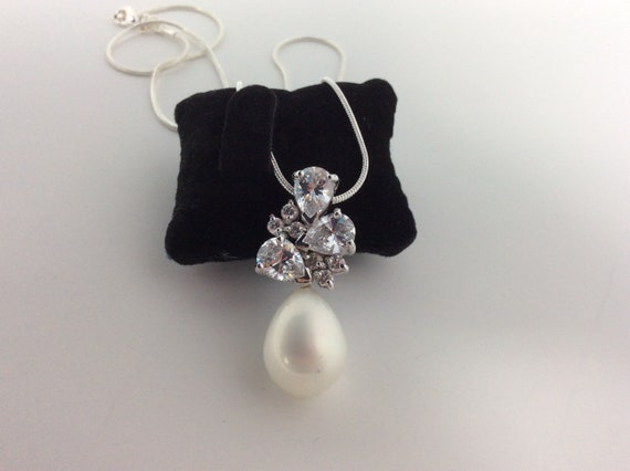 Charles Winston Vintage Faux Pearl And Cubic Zirc… - image 1