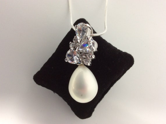 Charles Winston Vintage Faux Pearl And Cubic Zirc… - image 3