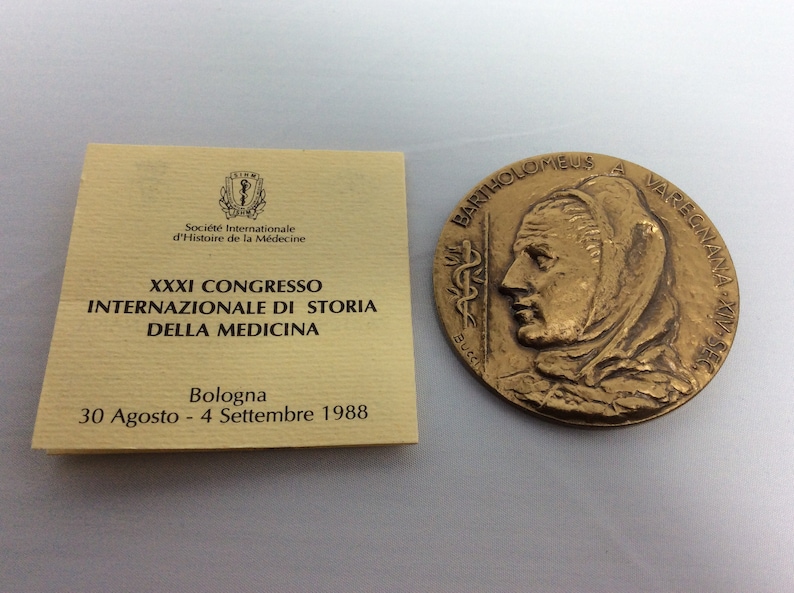 BronzeMedaille des italienischen Bildhauers Giannantonio Bucci in Präsentation Geldbörse Bild 3