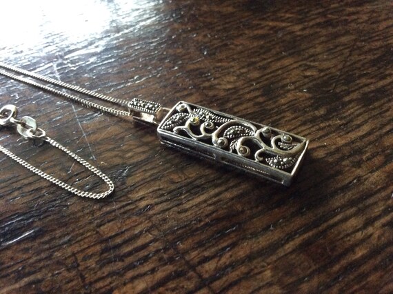 Rectangular openwork sterling silver and marcasit… - image 2