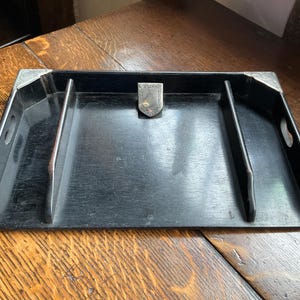 Antique Edwardian ebony desk tidy with patterned hallmarked silver mounts