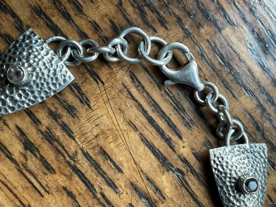 Vintage triangular link gemstone set Arts and Cra… - image 3