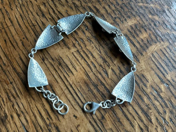 Vintage triangular link gemstone set Arts and Cra… - image 5