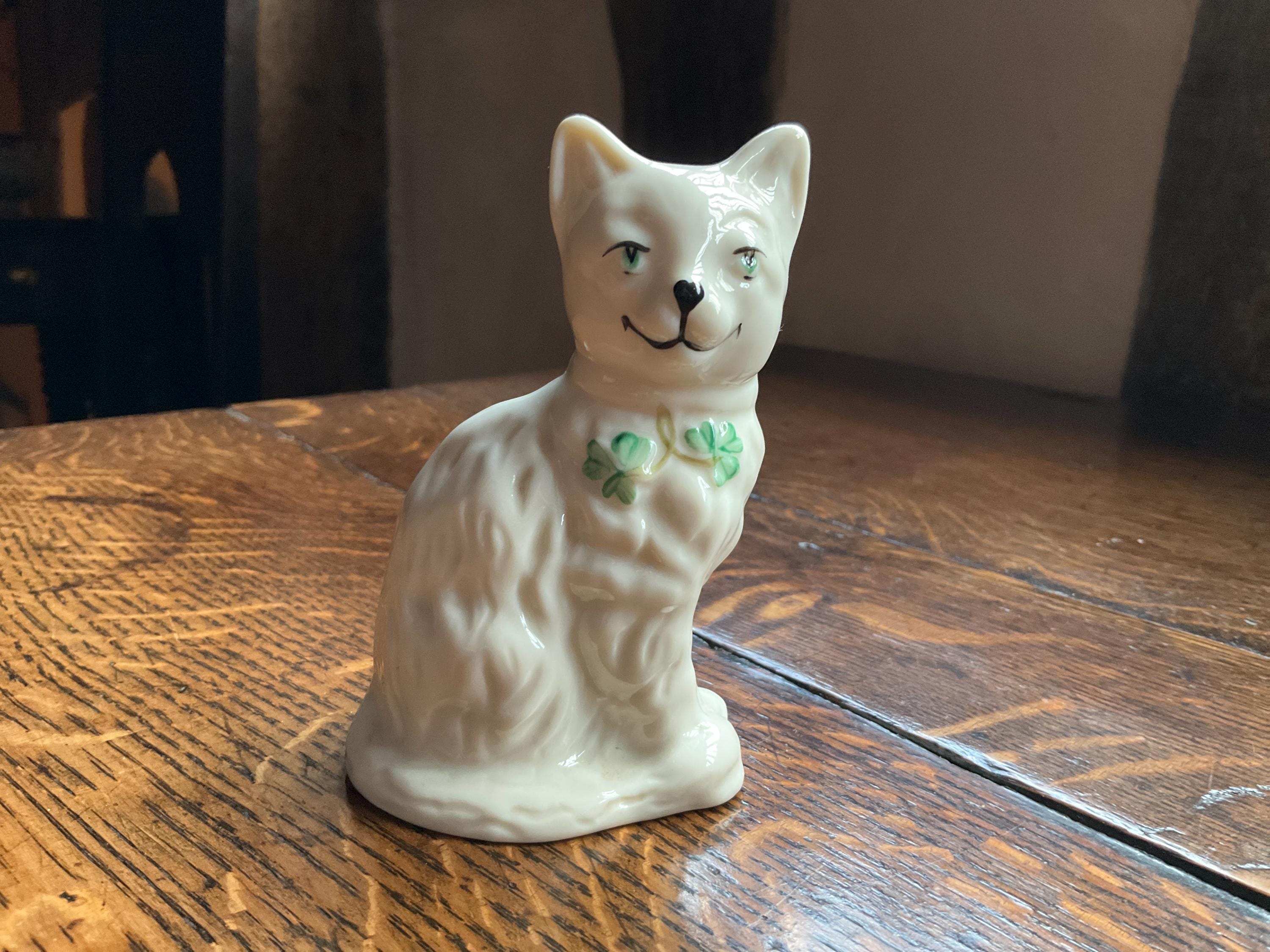 Vintage Belleek Irish Porcelain Quizzical Cat Figurine - Etsy