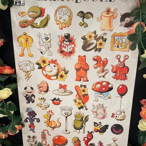Earthbound Enemies Mr Saturn Embossed Tattoo Flash Print