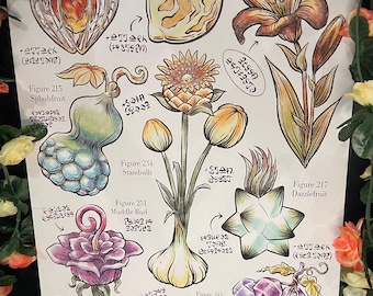 Hyrule Compendium Tears of the Kingdom Breath of the Wild Embossed Botanical Print