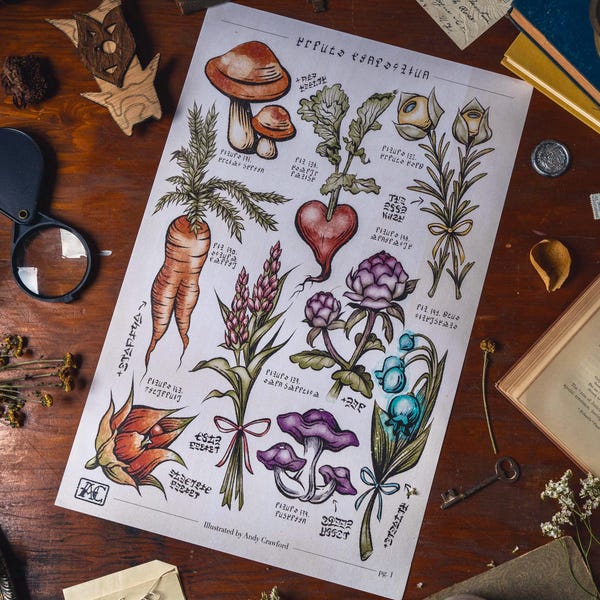 Hyrule Compendium Breath of the Wild Tears of the Kingdom Botanical Embossed Print