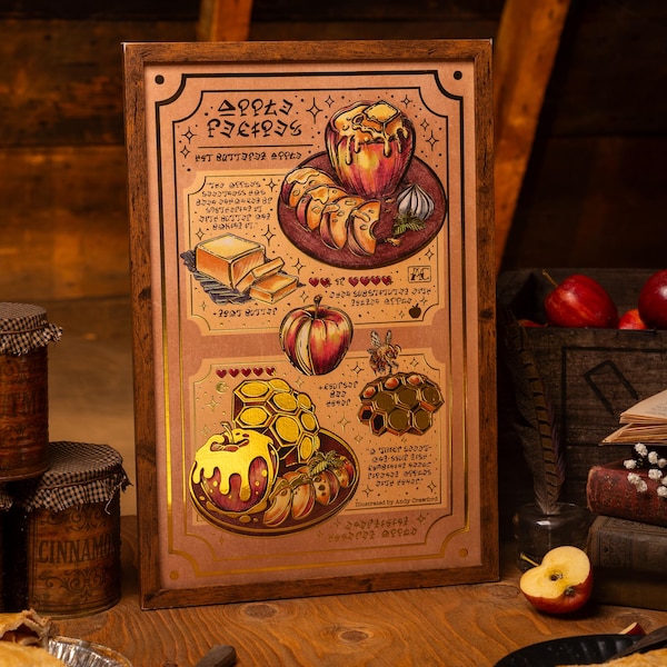 Receitas de Maçã de Hyrule - Impressão 3D em Folha de Ouro - Arte de Zelda Breath of the Wild: Lágrimas do Reino