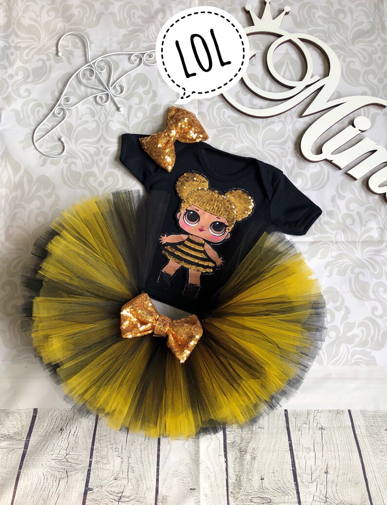 Lol Tutu Muneca Oro Negro Abeja Reina Cumpleanos Tutu Traje Etsy