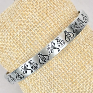 Hand stamped bracelet-hand stamped jewelry-gifts for her-gifts under 20-ladybug bracelet-bee bracelet-dragonfly bracelet