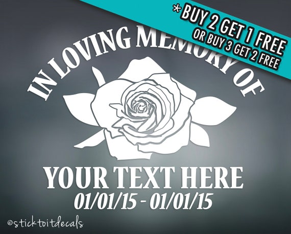 In Loving Memory Vinyl Decal Sticker Graphic Personalized Custom Car Window