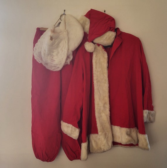 Vintage Santa Suit with Hair, Beard and Hat