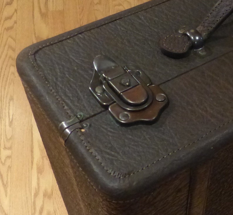Vintage Walrus Skin Leather Suitcase Large