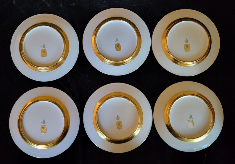 Set of 6 Vintage Charger Plates Gold Encrusted Band Filigree Etsy