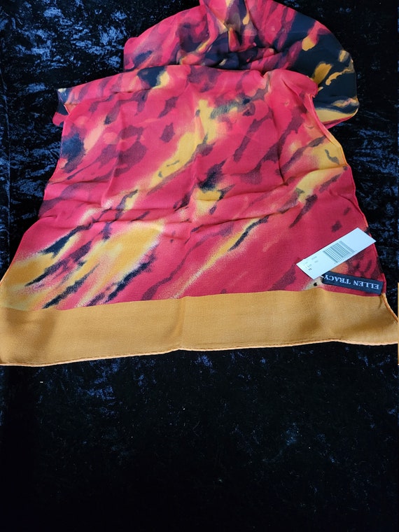 Ellen Tracy Silk Scarf - Red, Yellow Black - image 4