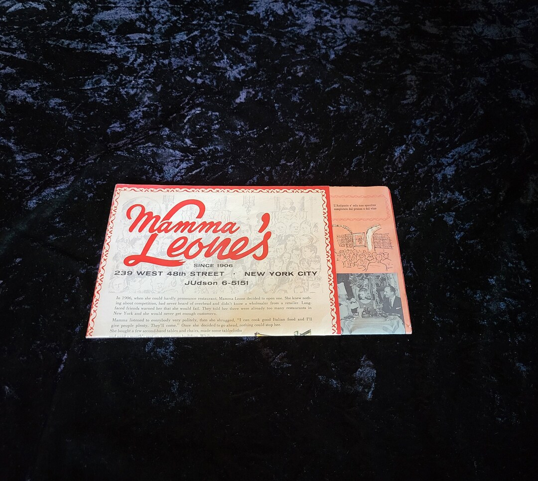 Vintage Mamma Leone's New York Menu Etsy