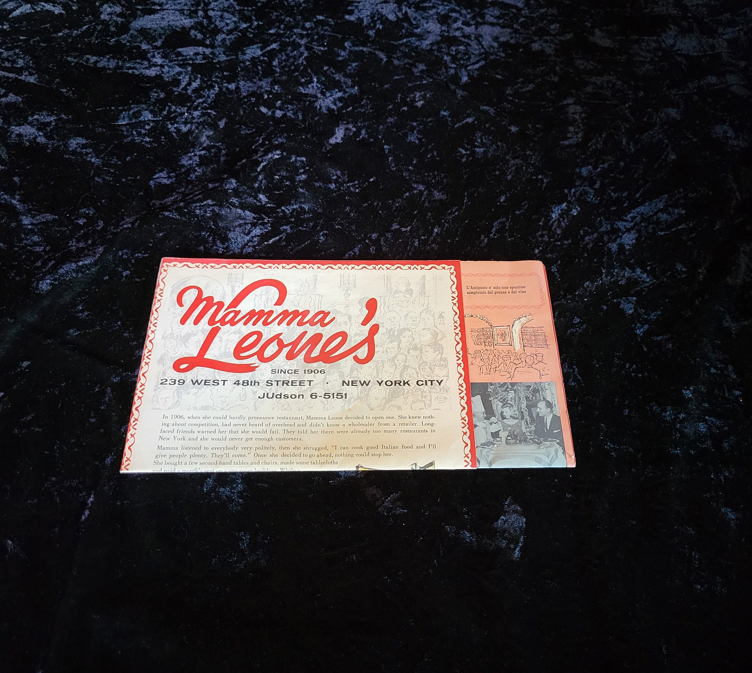Vintage Mamma Leone's New York Menu Etsy