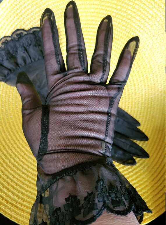 black evening gloves with Gem