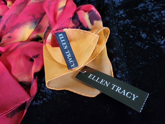 Ellen Tracy Silk Scarf - Red, Yellow Black - image 5