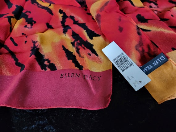 Ellen Tracy Silk Scarf - Red, Yellow Black - image 6