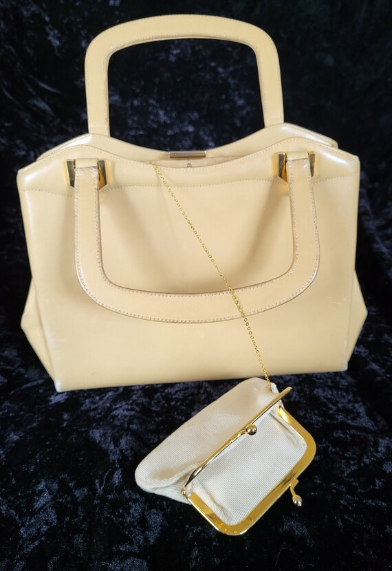 Vintage Koret Beige Calfskin Leather Handbag - image 7