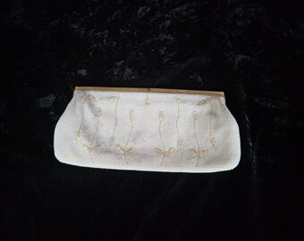 Vintage Off White Iridescent Beaded Evening Bag