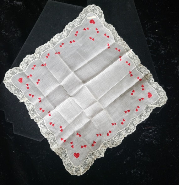 Vintage  Linen and Lace Handkerchief - Embroidere… - image 6