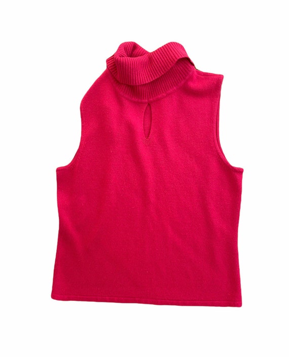 Vintage 1990s Pink Sleeveless Turtleneck Sweater - image 1